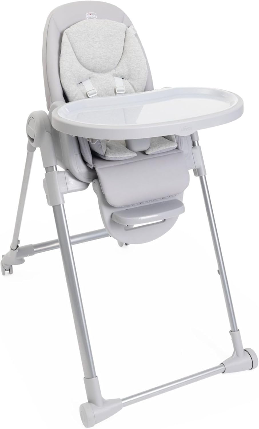 Chicco Polly Armonia Baby Highchair, Evolutionary for Children from 0 Months to 40 kg, 9 Levels of Height, 3 Tilt Positions, Adjustable Footrest, Compact Folding, 4 Wheels, Light Grey - Image 1