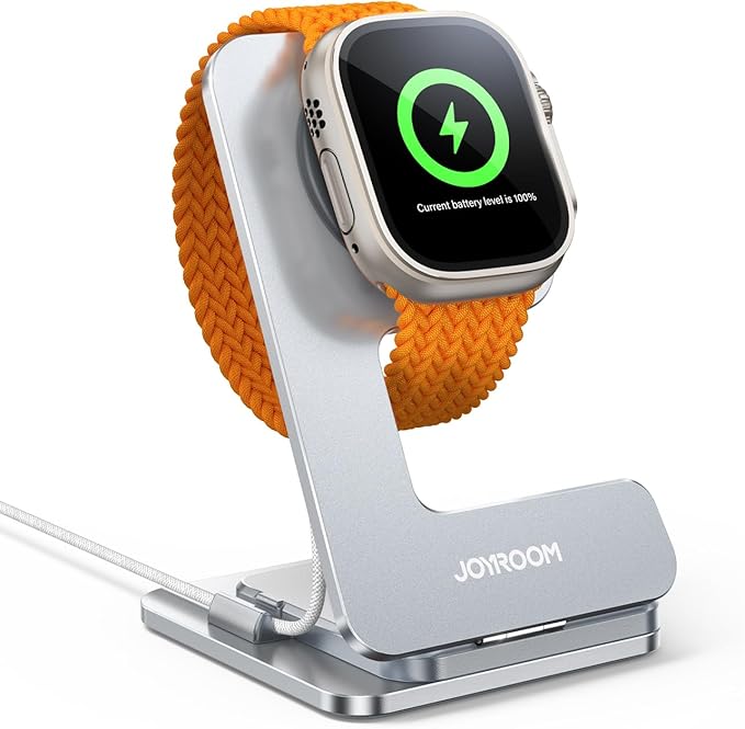 JOYROOM Apple Watch S11 Stand Charging Dock Stand Foldable Charging Stand for Apple Watch Series 11/10/9/8/7/6/5/SE3/SE2/Ultra 3 38mm/40mm/41mm/42mm/44mm/45mm/46mm/46mm/1.929 cm - Silver - Image 1