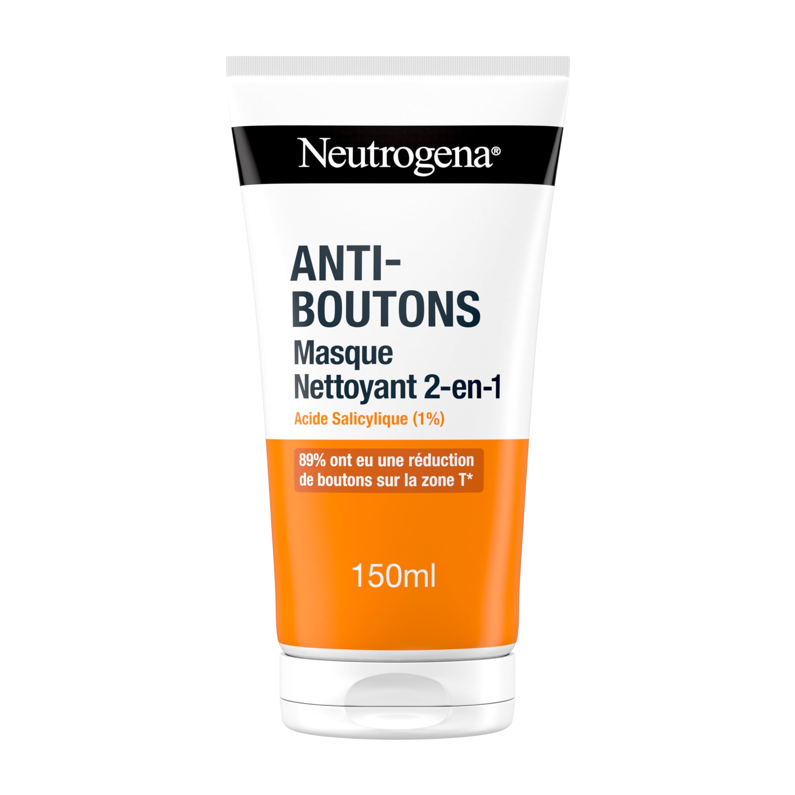 Neutrogena – 2-in-1 Cleansing Mask (150 ml tube) – Salicylic Acid Face Wash (1%) – 89% noticed a reduction in pimples on the T-zone* - Image 1