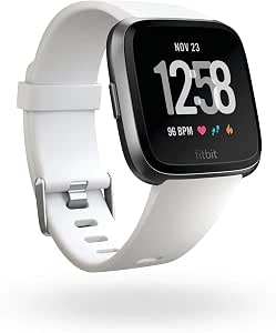 Fitbit Versa – Fitness Smart Watches, Sport and Wellness: More than 4 Days of Battery Life, Waterproof, Heart Rate Monitoring, Black/White, One Size - Image 1