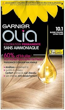 Garnier Olia Permanent Hair Colour - Ammonia-Free - Natural Flower Oils - Ultra Light Polar Blonde (10.1) - Image 1
