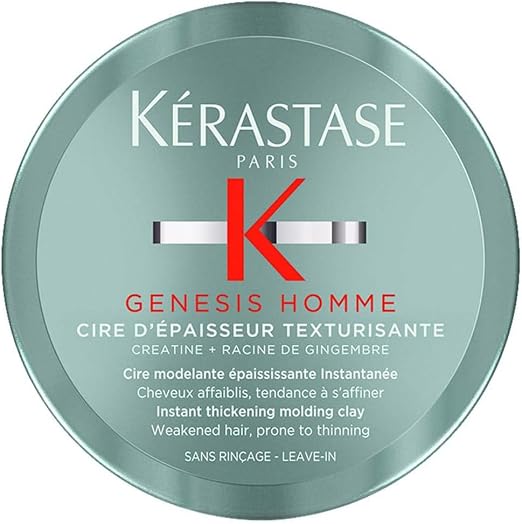 Kerastase Genesis Men's Texturising Thick Styling Wax - +70% Immediate Thickness* - Matte Finish - Creatine + Ginger Root - Fine Weakened Hair - Image 1