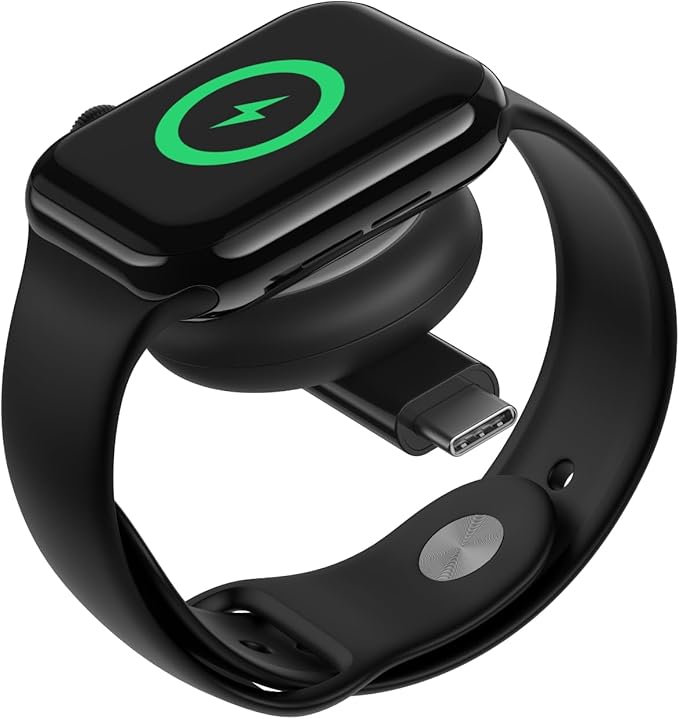 Belkin BoostCharge Portable USB-C Charger for Apple Watch, MFi Certification, for Apple Watch Series 11, 10, 9, 8, 7, Ultra, Compatible with MacBook, iPhone 17, Air, 16, 15 - Black - Image 1