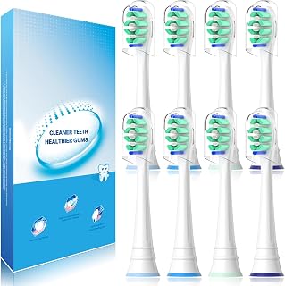 Wardimark Tete de Brosse Compatible avec Philips Sonicare Brosse à Dent électrique, Brossette pour Philips Sonicare 3100 7100 4100 5500 9000 (8 Blanc, 8 unité (Lot de 1)) - Image 1