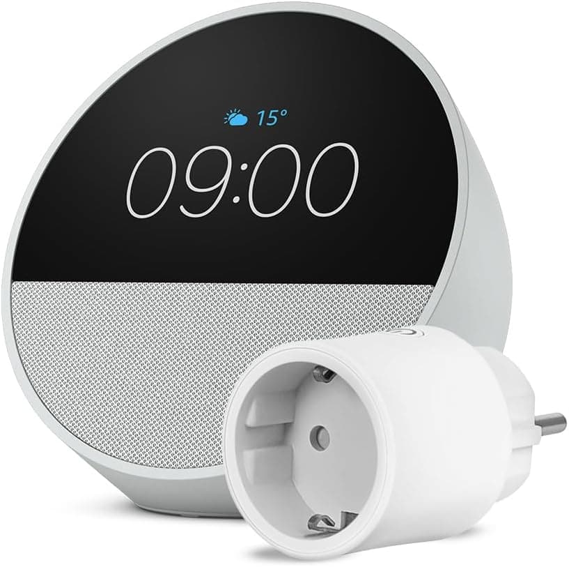 Amazon Echo Spot (Nouvelle génération) | + OSRAM SMART+ Prise intelligente avec Matter, Fonctionne avec Alexa - Kit de démarrage Maison connectée