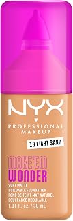 NYX Professional Makeup - Make 'Em Wonder - Fond de Teint - Tenue 24h - Pas d'effet plâtre - Acide Hyaluronique et extrait de Guarana - Formule Vegan - Teinte : Light Sand 13-30ml - Image 1