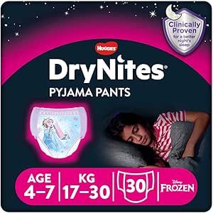 Huggies DryNites Girls Pyjamas Size 4-7 Years (30 Pants) - Unbeatable Night Protection with Low Profile Protection and Fun Designs - Image 1