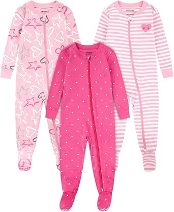 HUGGIES Huggies Little Hugs Unisex Baby 3-Pack Footed Coverall Ensemble de Pijama Bébé Fille - Image 1