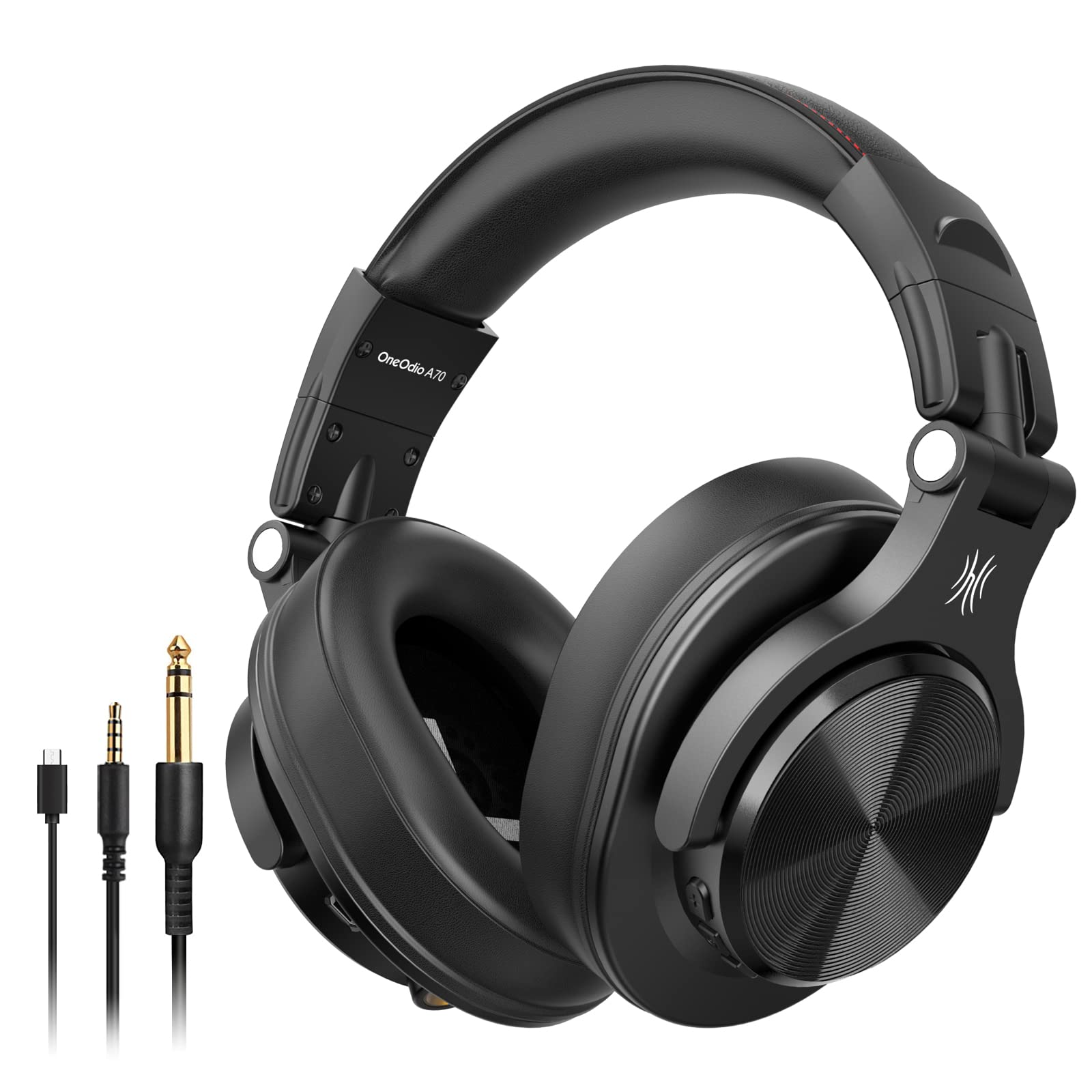 OneOdio Casque Bluetooth sans Fil BT5.2 avec 72 Heures A70, Réduction de Bruit CVC 8.0, 3 Câbles, Léger Confortable, Pliable, Partage de Musique, Compatible Téléphone, DJ, Piano, Guitare (Noir) - Image 1