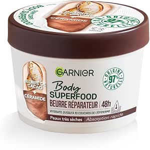 Garnier - Body Superfood - Repair Body Cream - 48H Hydration - Vegan & 97% Natural Formula - Cocoa Butter & Ceramide - For Dry Skin - 380ml - Image 1