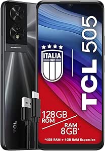 TCL Mobile 505 - Smartphone 4G Screen 6.75 HDplus 90Hz, 128GB, 8GB RAM, 50MP Hybrid Camera, Android 14, 5010mAh Battery, Dual Sim, Space Grey, Additional USB Type-C Cable - Image 1