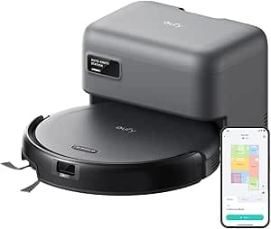 eufy C10 Robot Vacuum Cleaner with Automatic Suction Station, 7.3 cm Ultra-Flat Design, Carpet Cleaning, Extendable Brush Corners, Automatic Dumping, Laser Point and Infrared Navigation