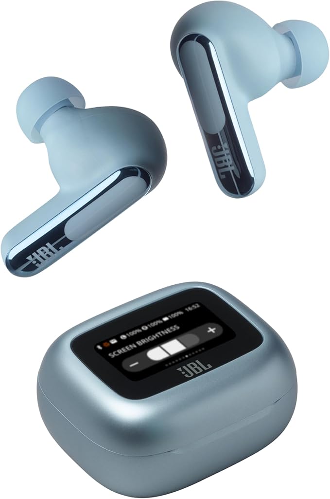JBL Live Beam 3 Wireless Earbuds with Earbuds, Bluetooth, Up to 48 Hours of Battery Life, Active Noise Reduction, JBL Signature High Fidelity Sound, IP55 Waterproof, Blue - Image 1