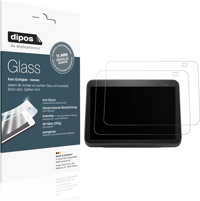dipos I 2X Protection ecrán Mat Compatible avec Amazon Echo Show 8 2nd Gen Verre Souple Film Protecteur 9H - Image 1