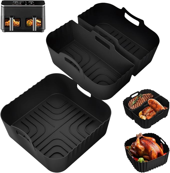 3 x Silicone Air Fryer Mould for Philips NA230, Cosori, Tefal, Ninja, Russell Hobbs, Reusable, Silicone Air Fryer Mould, Microwave and Dishwasher Safe - Image 1