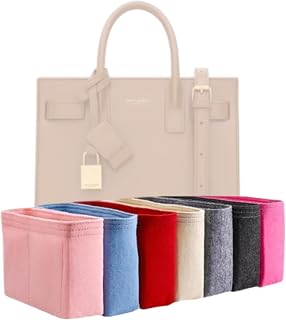 Xoppia Organiseur de sac compatible avec YSL Sac De Jour Small Doublure en feutre pour sac à main pour femme (Marron, Style B : fermeture éclair latérale) - Image 1