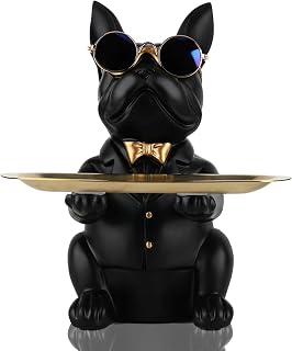 Black Resin Bulldog Table Storage Tray Statue Piggy Bank Sculpture Money Box Keys Candy Storage Tray Small Objects for Home Decoration - Image 1