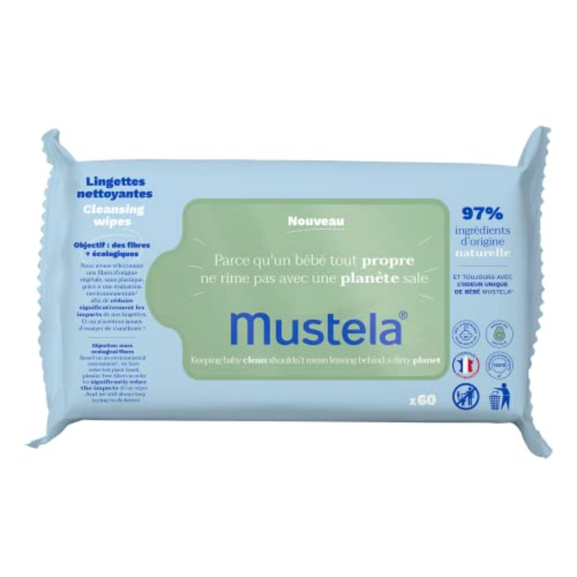 Mustela Cleaning Wipes x60 - Image 1