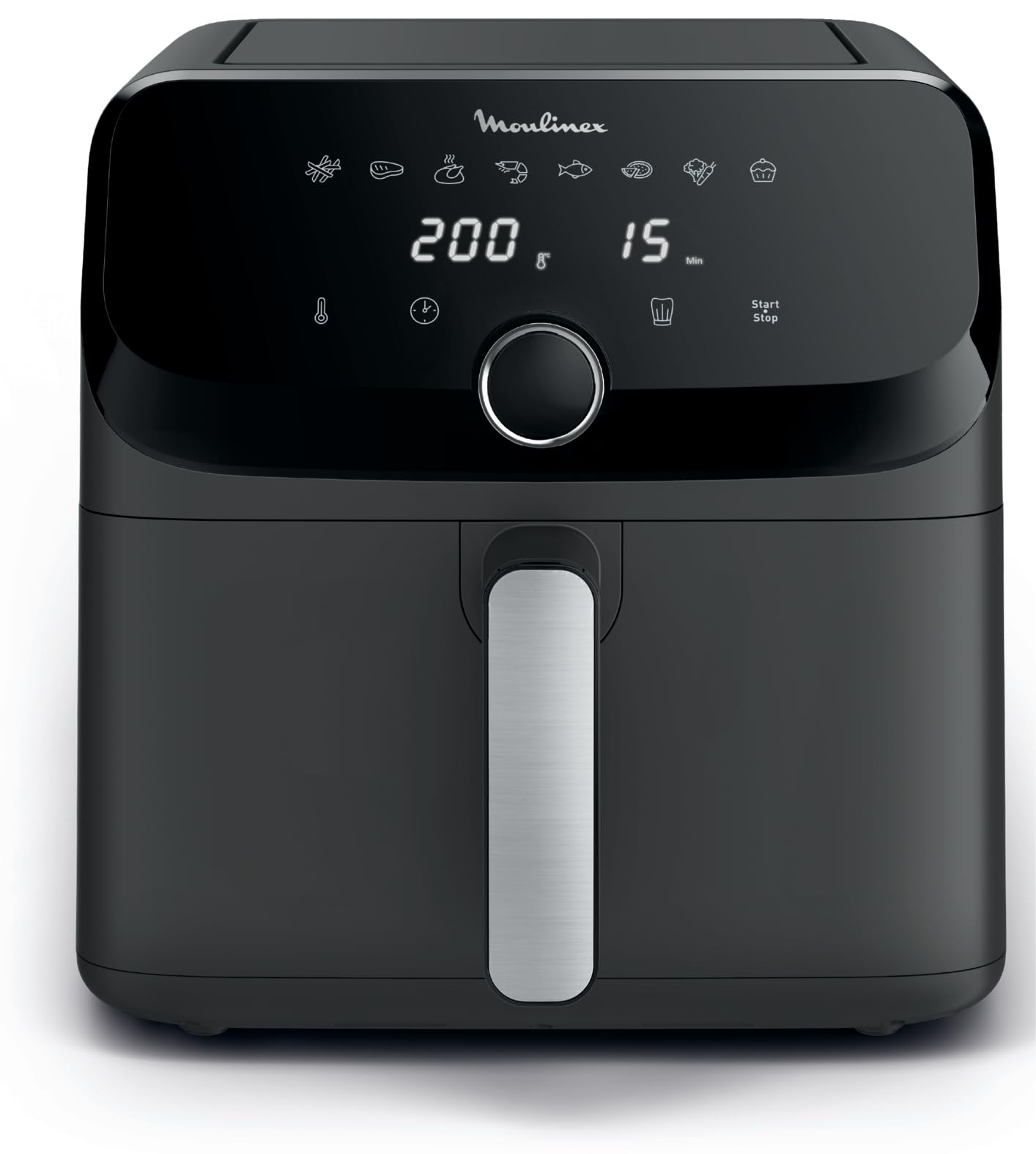 Moulinex Easy Fry Mega Air Fryer, Extra Large 7.5L Capacity, Up to 8 People, 8 Preset Programs, Compact Size, Application with Recipes, Dishwasher Safe, EZ855H, Black - Image 1