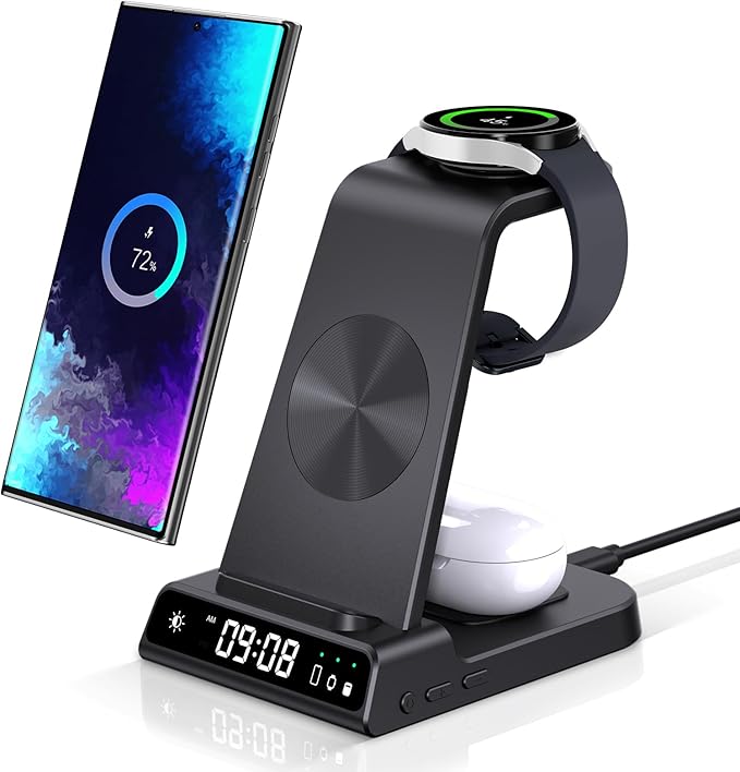 Chargeur Induction pour Samsung, Station de Charge 3 en 1 pour Samsung S25 Ultra/S25/S24 Ultra/S23/Z Flip 7/Z Flod 6, Chargeur sans Fil pour Galaxy Watch 8/8 Classic/Ultra/7/6/5, Galaxy Buds 3/3 Pro - Image 1