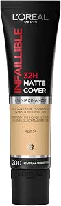 L'Oréal Paris Infallible Matte Cover Foundation 24 Hour 200 Golden Sand Sweat, Heat, Transfer & Water Resistant, SPF 18, 30 ml - Image 1