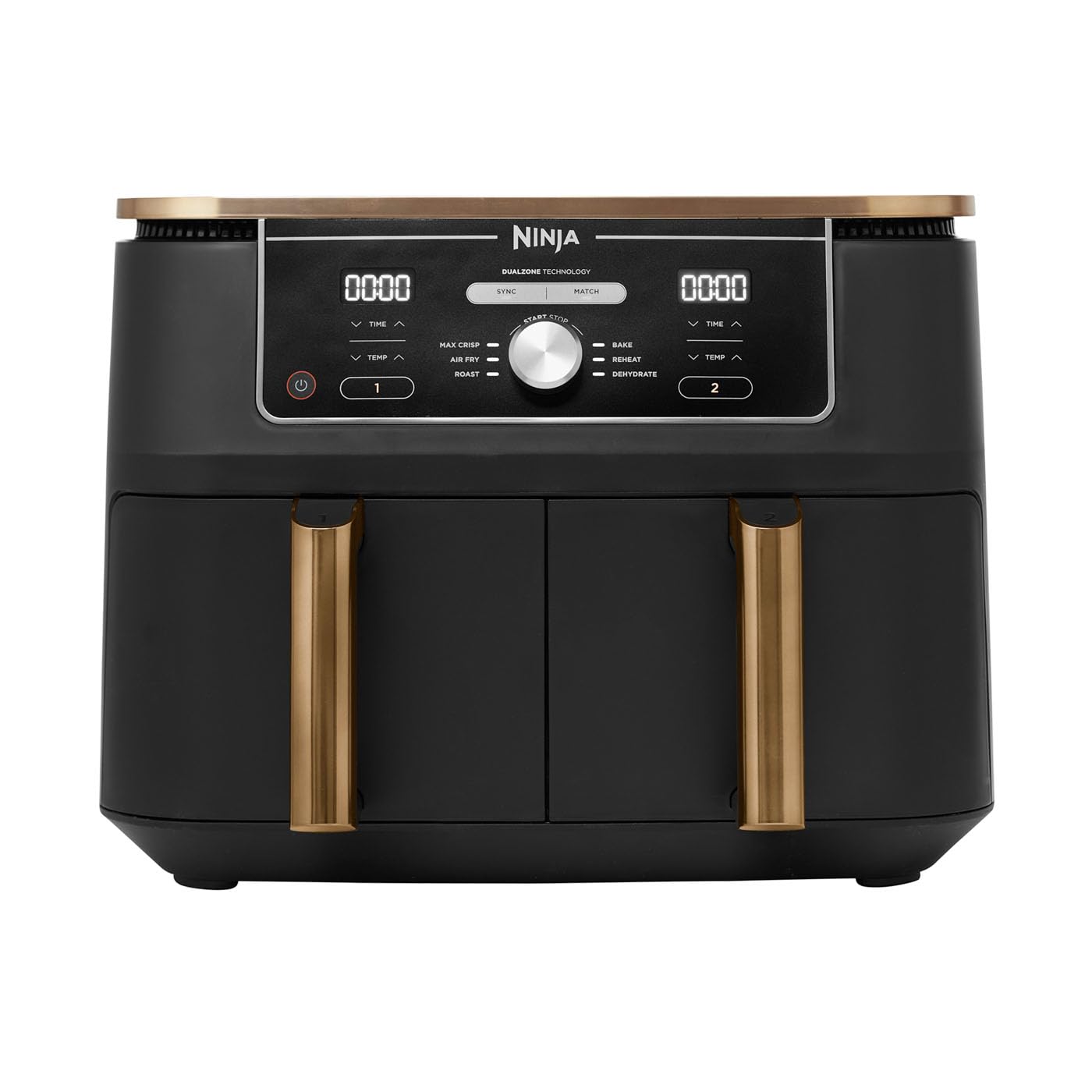Ninja Foodi MAX Dual Zone Air Fryer, Oil Free Fryer, 2 Drawers, 9.5 L, 6-in-1 (Air Fry, Max Crisp, Roast, Bake, Warm, Dehydrate), Amazon Exclusive, Copper/Black, AF400EUCP - Image 1
