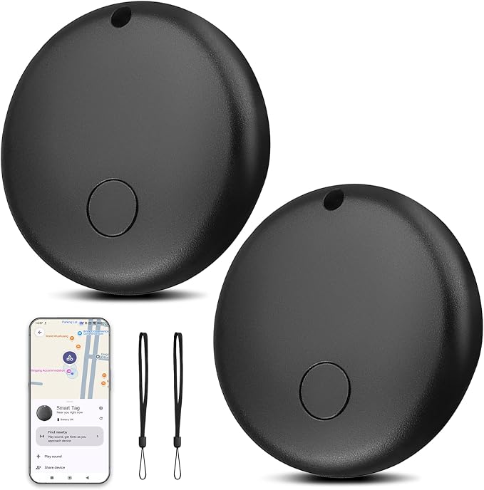 Android Smart Tag, Key Finder Compatible with Google App "Find My Device" (Android Only), Bluetooth Tracker for Suitcases, Backpacks, Wallets and Bags, 2pcs - Image 1