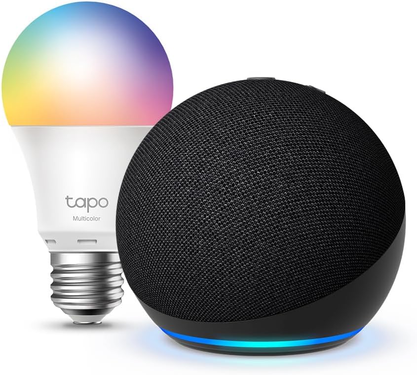 Echo Dot (5e génération) | Anthracite + Tapo L530EA ampoule connectée LED (E27), Fonctionne avec Alexa - Kit de démarrage Maison connectée - Image 1