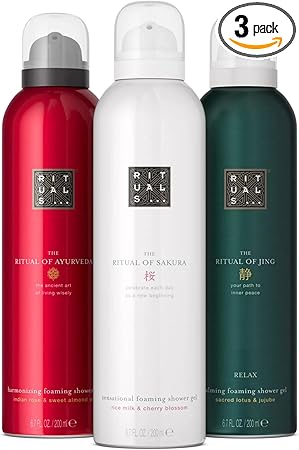 RITUALS The advantageous pack "Rituals of Sakura, Jing and Ayurveda" | 3 x Shower Foams | Nourishing and Conditioning Shower Gel | Beneficial Pack 3 x 200 ml - Image 1