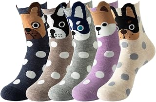 5 Pairs Cotton Polka Dot Dog Socks Novelty Socks Gift for French Bulldog Dog Gifts for Dog Lovers - Image 1