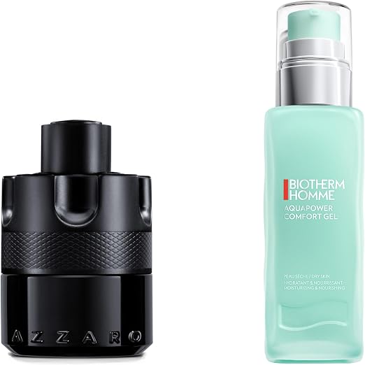 Azzaro The Most Wanted Eau de Parfum Spray for Men, 50 ml + Biotherm Men, Aquapower Comfort Gel for Dry Skin, Moisturising Face Gel for Men, 75 ml - Image 1