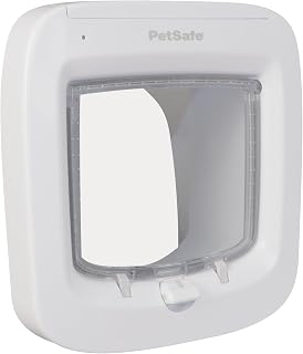 PetSafe Chatière à Puce électronique, accès sélectif pour Votre Chat, empêche Les étrangers d'entrer, Installation Facile, Chats jusqu'à 7 kg, Blanc - Image 1