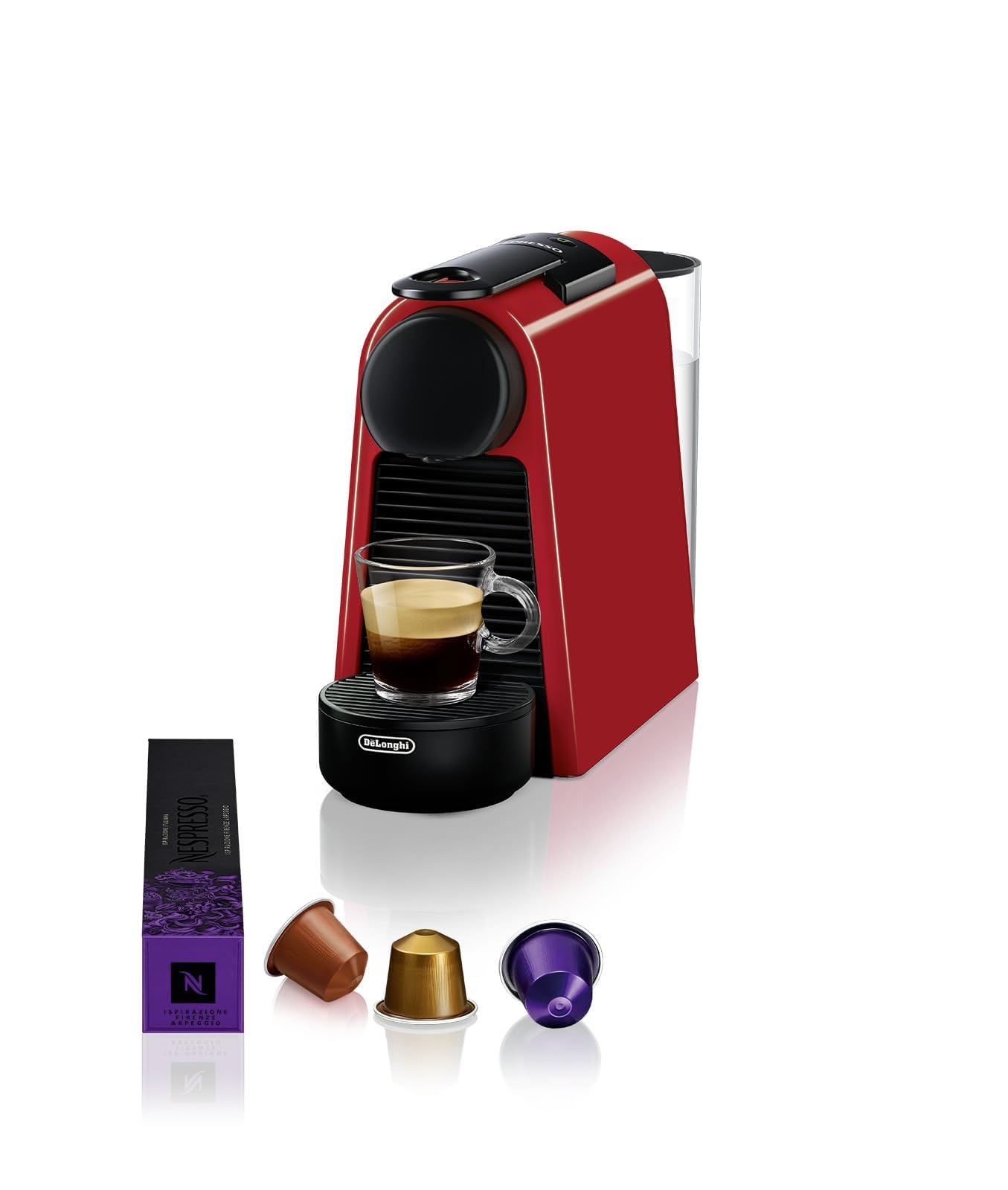 De'Longhi Nespresso Essenza Mini EN85.R, Automatic Coffee Machine, Single Cup Capsule Machine, Welcome Set Included, Compact Design, Pressure 19 Bar, 1150 W, Ruby Red - Image 1