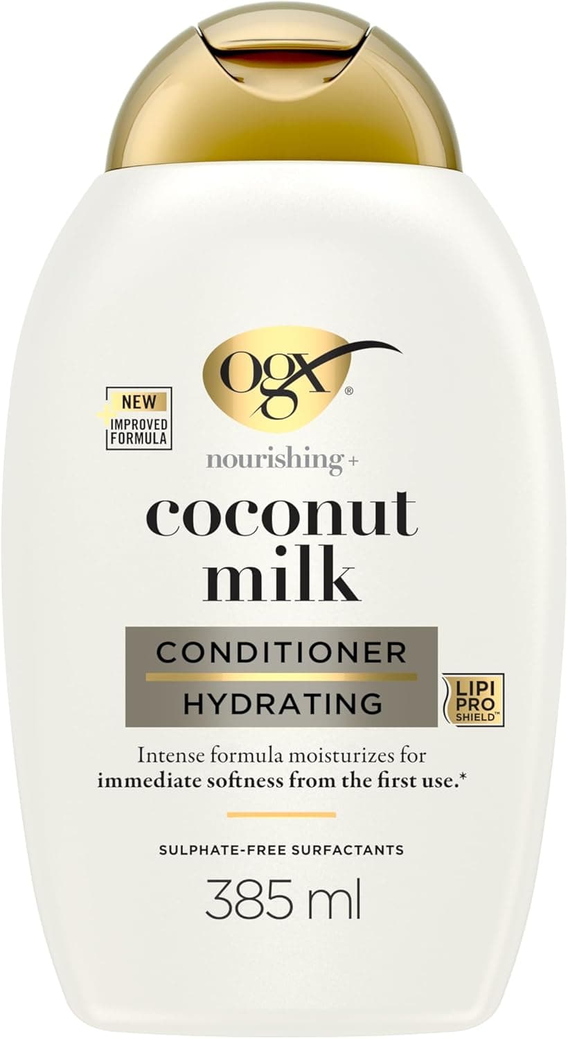 OGX | Après-Shampooing Nourrissant + Lait de Coco (flacon de 385 ml) – Après-shampooing hydratant pour des cheveux renforcer – Soin cheveux pour tous types de cheveux au parfum irrésistible