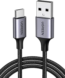 UGREEN USB C Cable Fast Charge 3A Nylon Braided USB C Charger Cable Compatible with iPhone 17 Pro Max Air 16 Galaxy S25 Plus Ultra S23 S22 A55 A35 Redmi Note 13 Pro 12 P60 P50 PS5 Controller (0.5M)