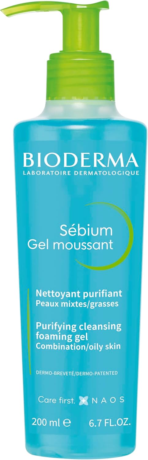 SÉBIUM Gel moussant 200ml | Nettoie et purifie en douceur – Limite la sécrétion du sébum | Peaux sensibles mixtes à grasses - Image 1