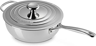 Le Creuset Poêle de Chef Anti-Adhérente en Acier Inoxydable avec Couvercle, 24 cm, 96601424001700 - Image 1