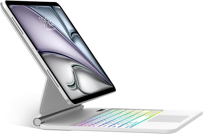SENGBIRCH Magic Keyboard for iPad Air 13 Inch M3 2025/M2 2024 – AZERTY French Bluetooth Keyboard with Touchpad, Magnetic Floating Magic Keyboard, Case for iPad Pro 12.9 (6-3rd) Gen, White - Image 1