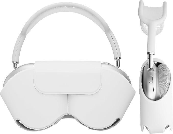 kwmobile Case Compatible with Apple AirPods Max Case - Soft Polyester Protective Cover for Headphones - with Sleep Mode - White - Image 1