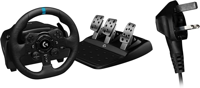 Logitech G G923 Racing Steering Wheel and Pedals, Compatible with PS5, PS4 and PC, UK Plug (Type G) - Black - Image 1