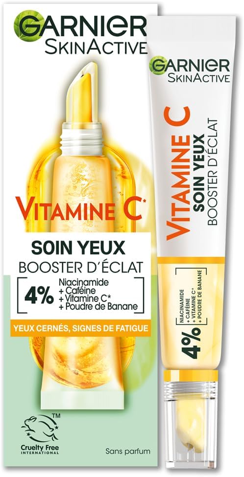 GARNIER Skin Active - Soin Yeux Booster D'Éclat - Réduit Les Cernes & Signes De Fatigue - Niacinamide, Caféine, Vitamine C, Poudre De Banane - Vegan & Cruelty Free - Tous Types de Peaux - 15 ml - Image 1