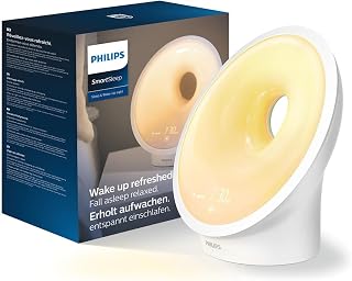 Wake-up light and dawn simulator, 25 light intensities, multiple sounds and music, relaxation and breathing function, Plastic, White (model HF3651/01) - Image 1