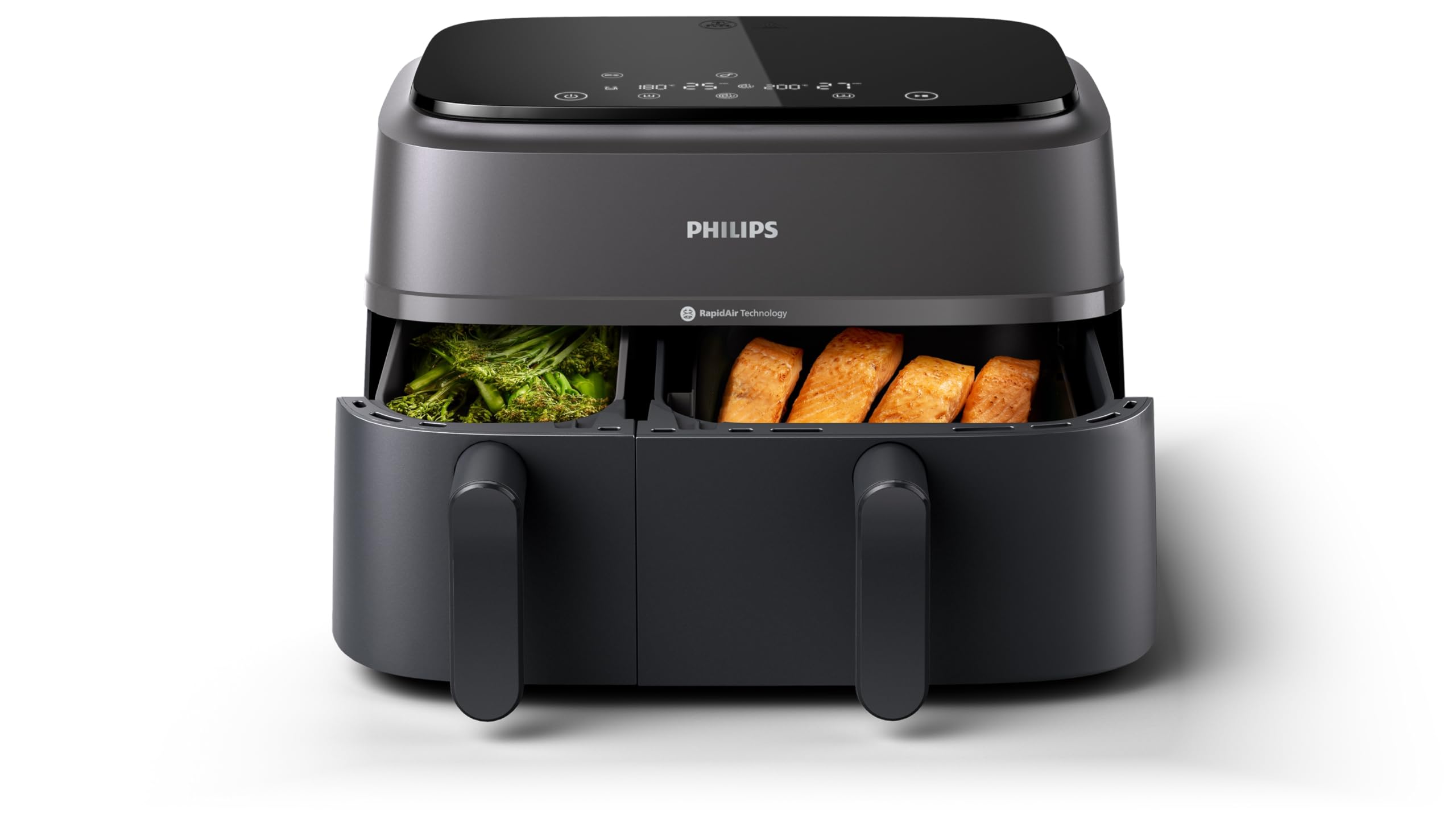 Philips Airfryer Series 3000 – Air Fryer Double Basket, 9L, RapidAir Technology, Up to 90% Less Fat, Energy Saving, HomeID Application, Black (NA350/00) - Image 1