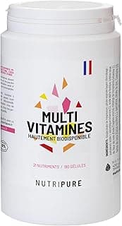 Multivitamins and Minerals 21 Essential Nutrients | Vitamins A, C, D, B1, B2, B3, B6, B9, B12, Magnesium, Zinc | Immunity, Fatigue, Skin | 180 Capsules | 3 Months | Made in France