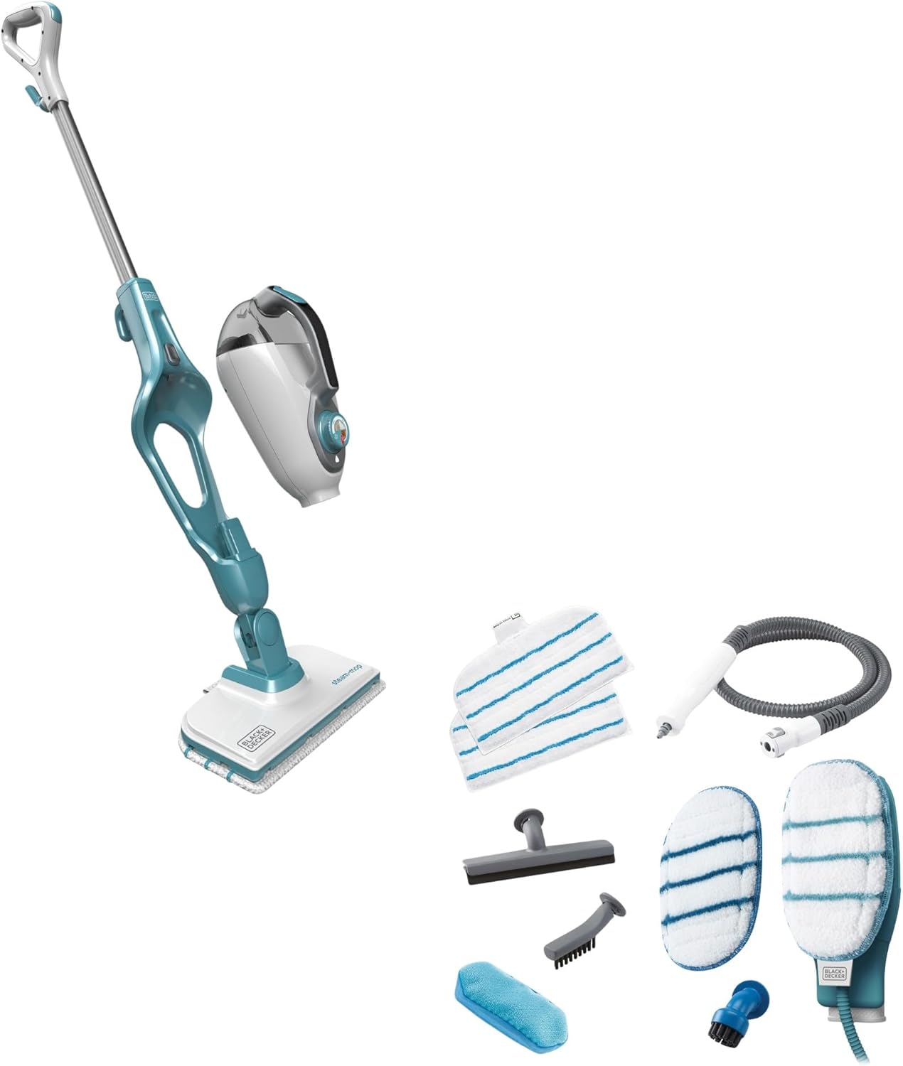 BLACK+DECKER Balai Vapeur 9 en 1 avec Nettoyeur à Main et Gant SteaMitt, 1,3 kW, FSMH1351SM-QS - Image 1