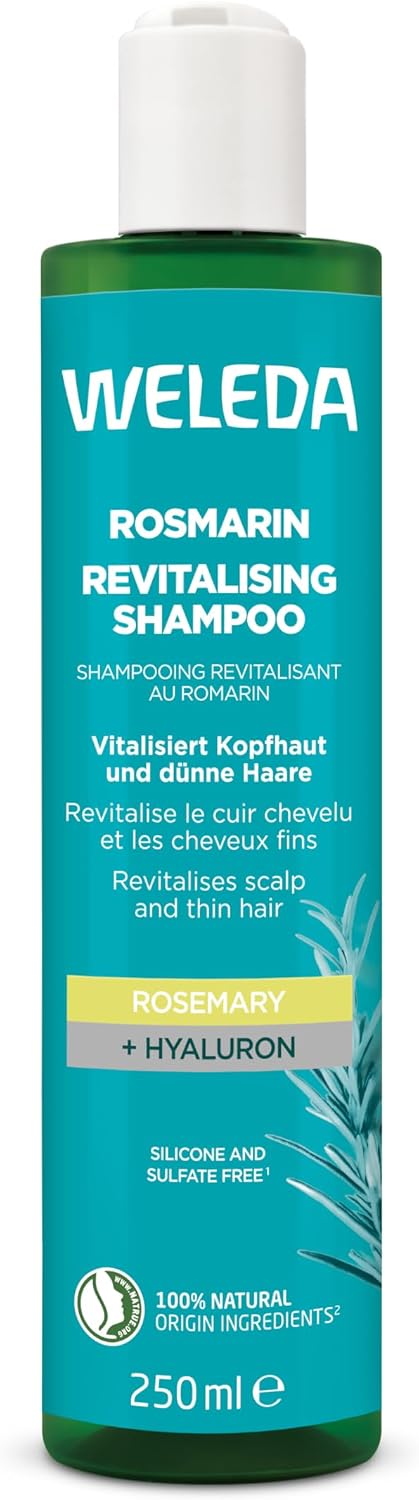 WELEDA Revitalising Shampoo with Rosemary - Gently cleanses, gives volume to fine hair, with organic rosemary oil and hyaluronic acid, sulphate and silicone free, NATRUE labelled, 250 ml - Image 1
