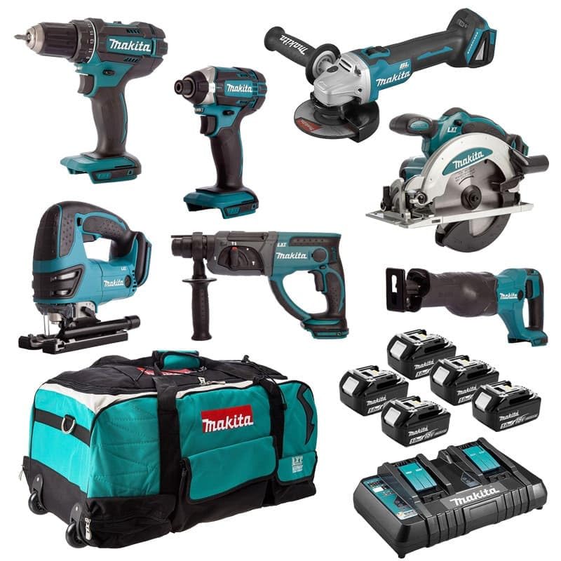 MAKITA 7-Piece Machine Set (DDF482 + DTD152 + DGA504 + DSS610 + DHR202 + DJR186 + DJV180) – DLX7013PT1 - Image 1