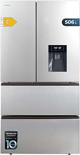 Bolero CoolMarket FD 510 WD Stainless Steel Double Door Refrigerator with Water Dispenser 510 L Stainless Steel E. 183 cm Height, 84 cm Width, Inverter Plus Motor, NoFrost Total - Image 1