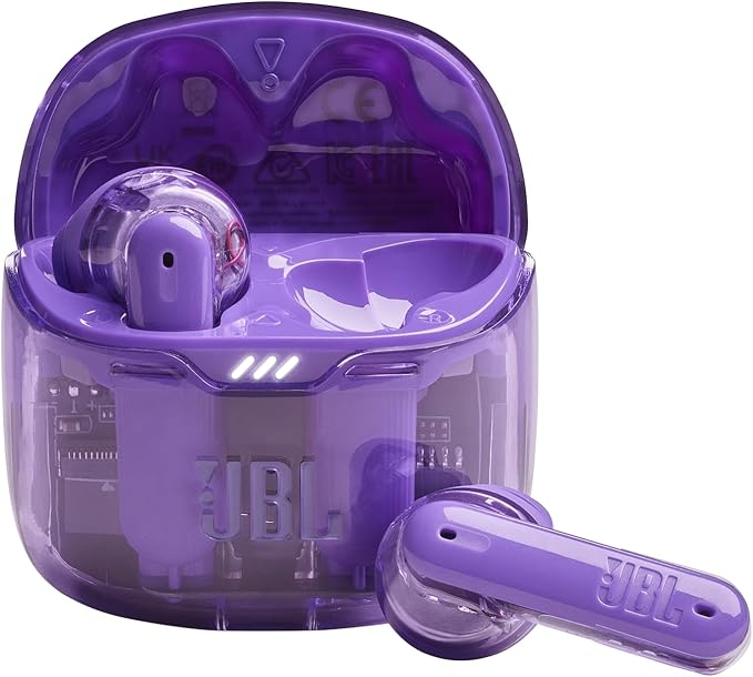 JBL Tune Flex Ghost Edition, Wireless Bluetooth Headphones, Pure Bass JBL Sound, Active Noise Reduction and Smart Ambient, Up to 32 Hours of Battery Life, 4 Microphones and IPX4 Resistance, Purple - Image 1