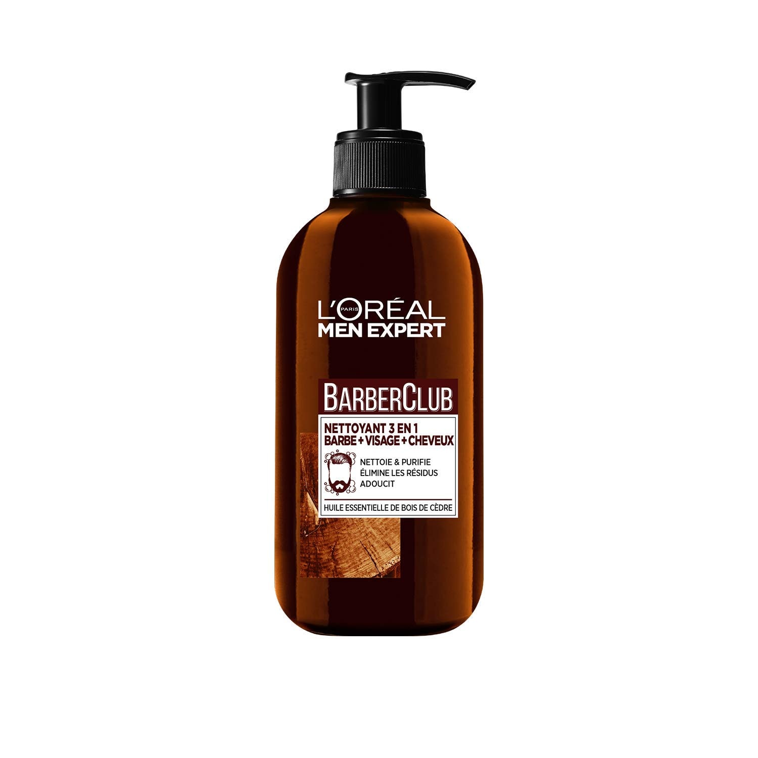 L'Oréal Men Expert BarberClub - 3 in 1 Beard + Face + Hair Cleanser for Men - Daily Use - With Cedarwood Essential Oil - All Skin Types - 200ml - Image 1